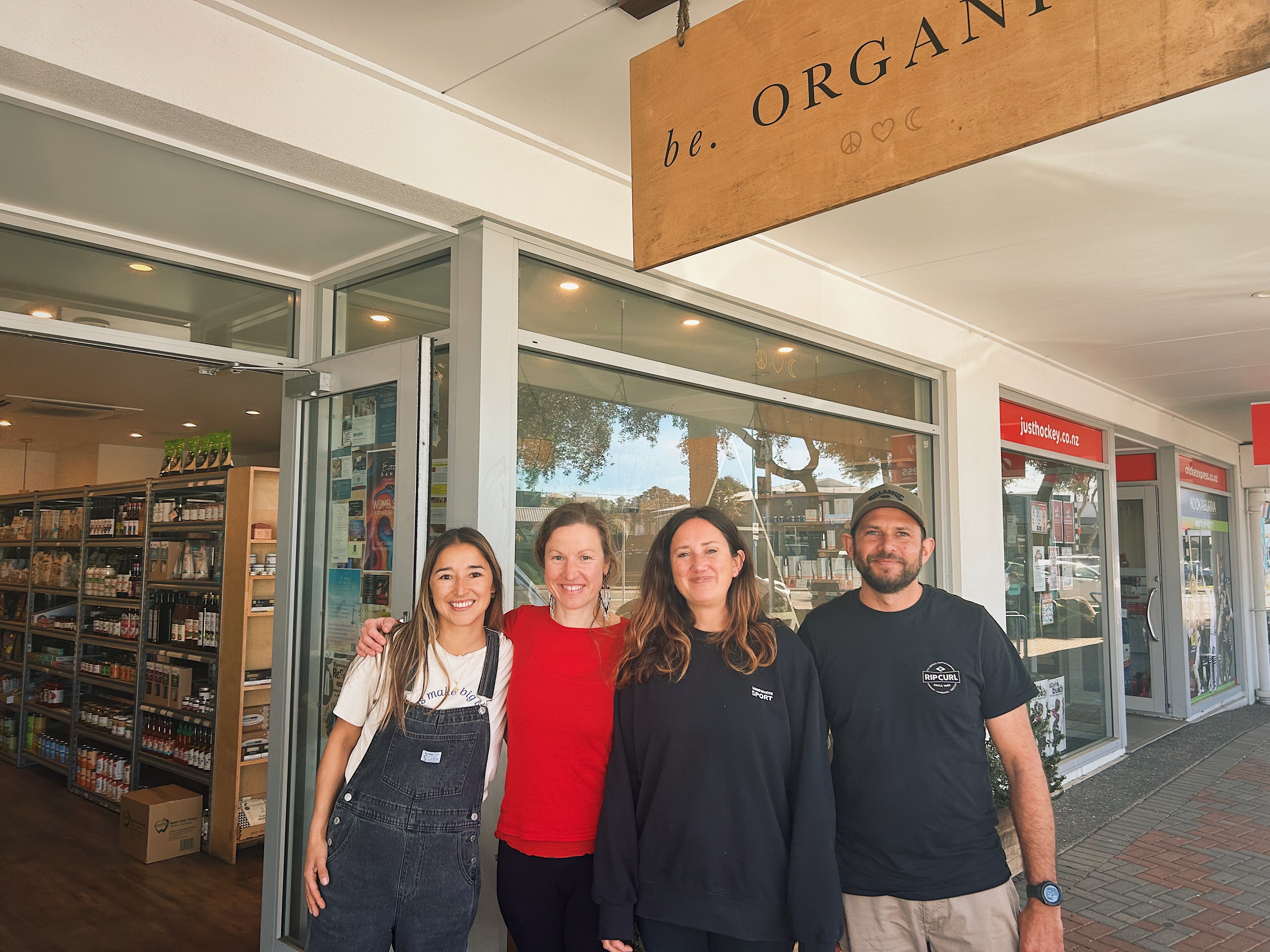 Be Organics staff standing outside their store in Mt Maunganui.