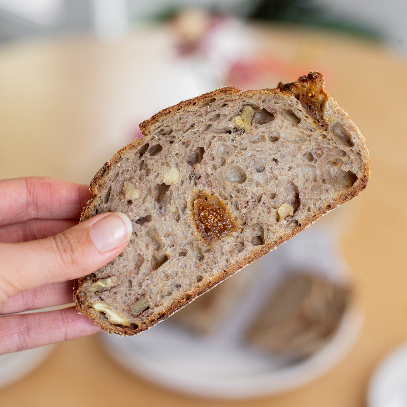 Slice of Clare Fig & Walnut Sourdough