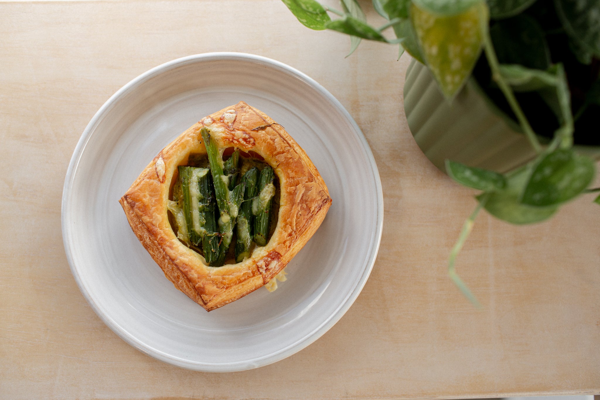 Top down shot of Volare Asapargus Danish using Greenfern Asparagus
