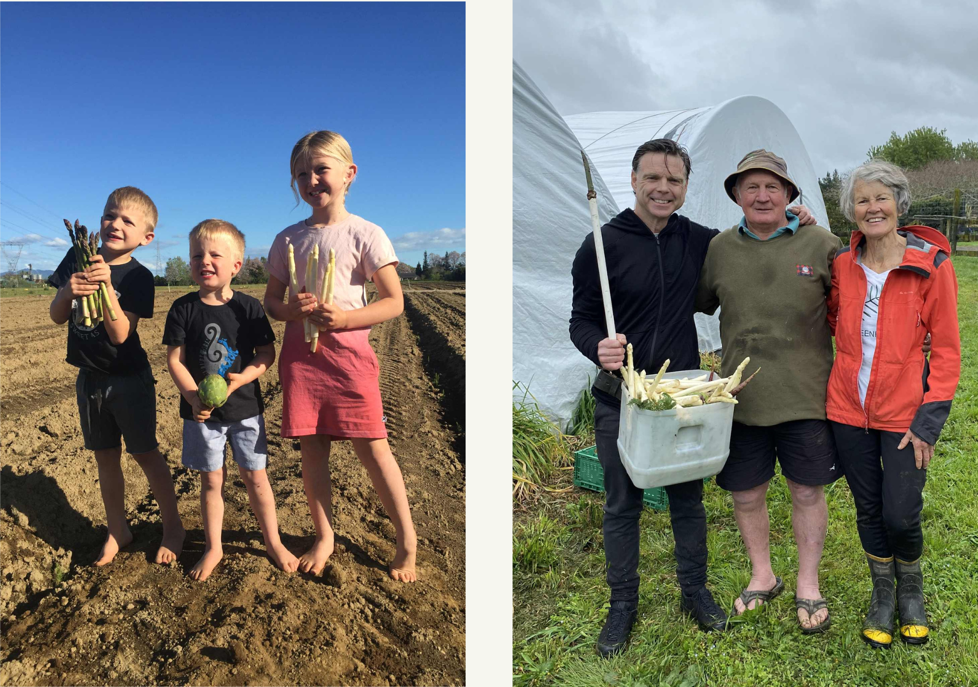 Two images of the families behind Greenfern Asapargus