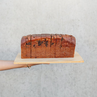 Volare Chocolate Banana Bread loaf with melted Callebaut chocolate