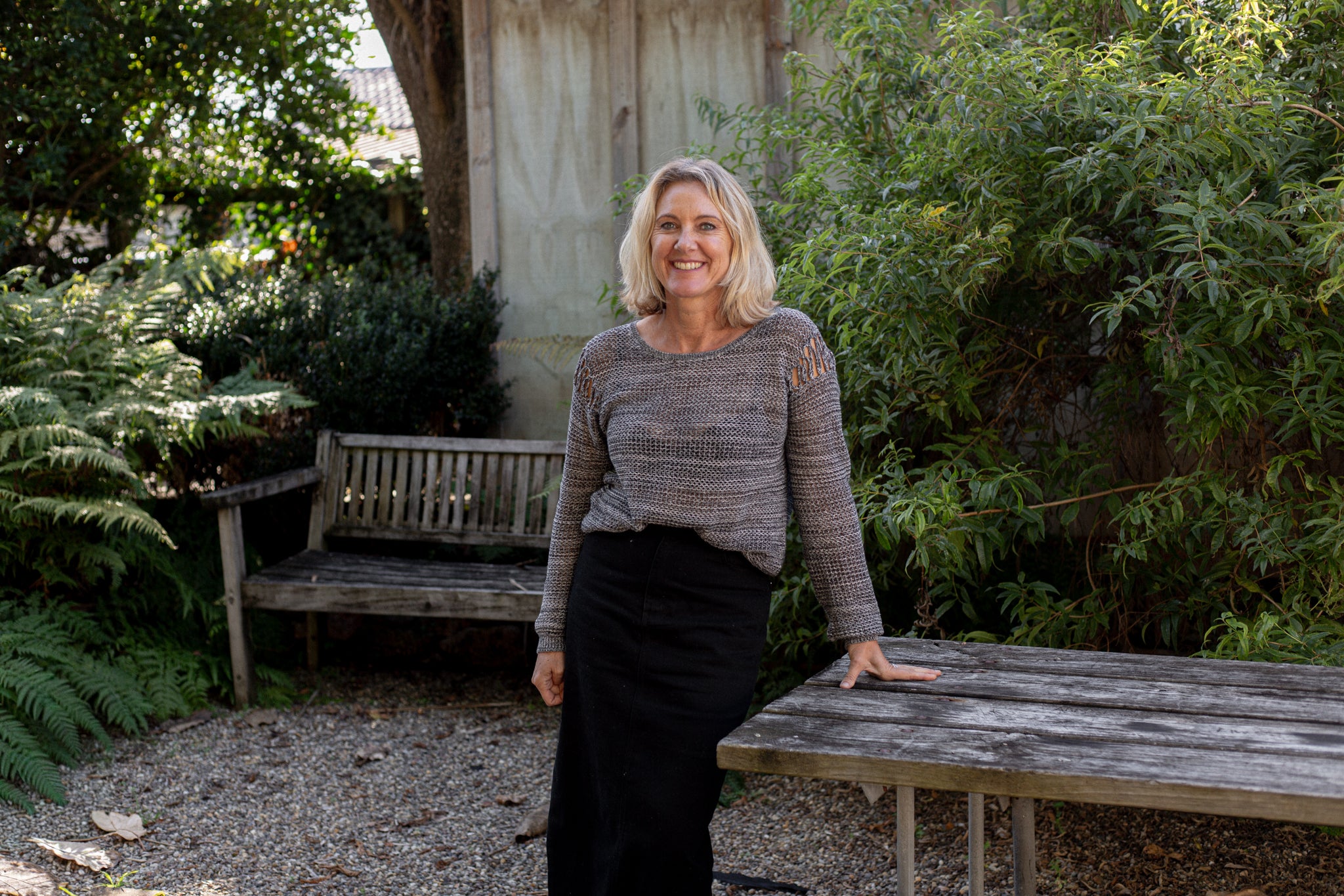 Herbal Dispensary owner Natalie in the garden out the back of the store