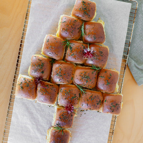 Volare sliders arranged in the shape of a Christmas tree