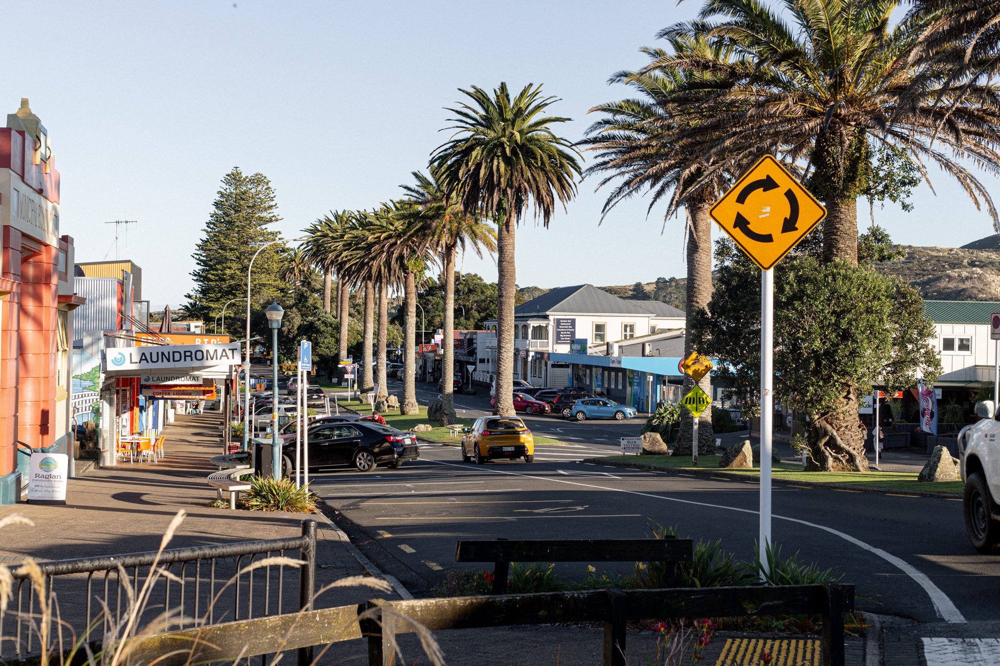 View of the Main Street in Raglan, New Zealand