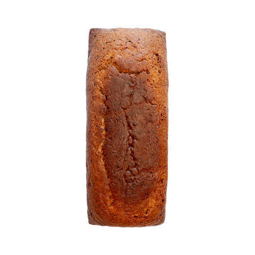Loaf of banana bread on a white background