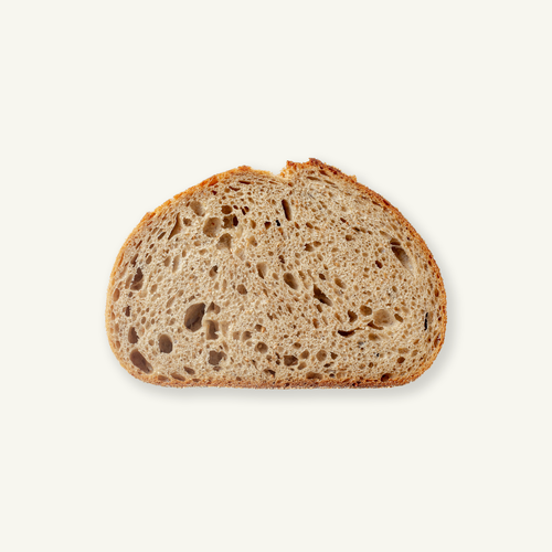 Cross section of a slice of Volare Pain au Levain Sourdough