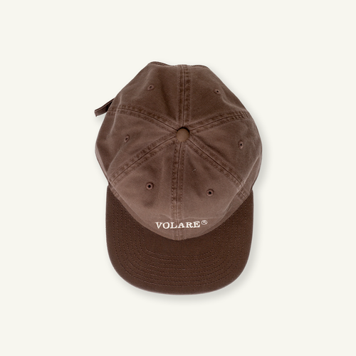 Top-down view of Volare brown cap